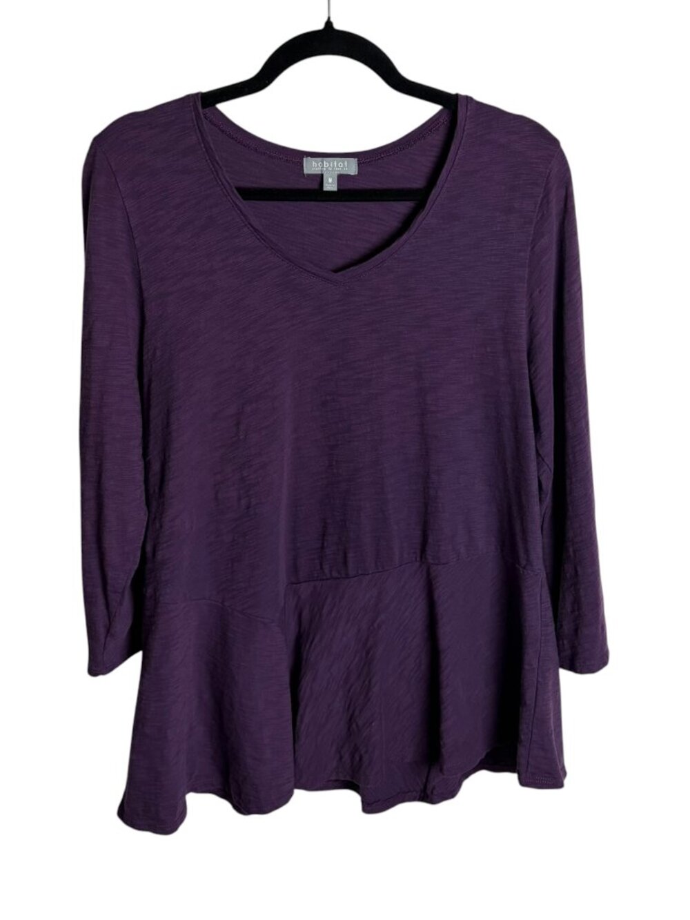 Habitat Size M Purple Top Vee Neck Brushed Cotton Asymmetrical Minimal Natural
